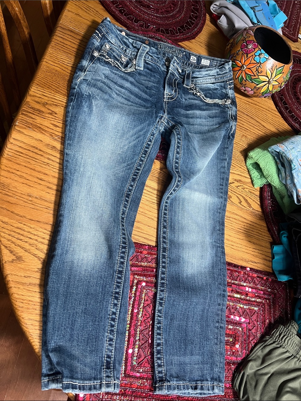 Miss me brand mid rise cropped jean/capri size 26